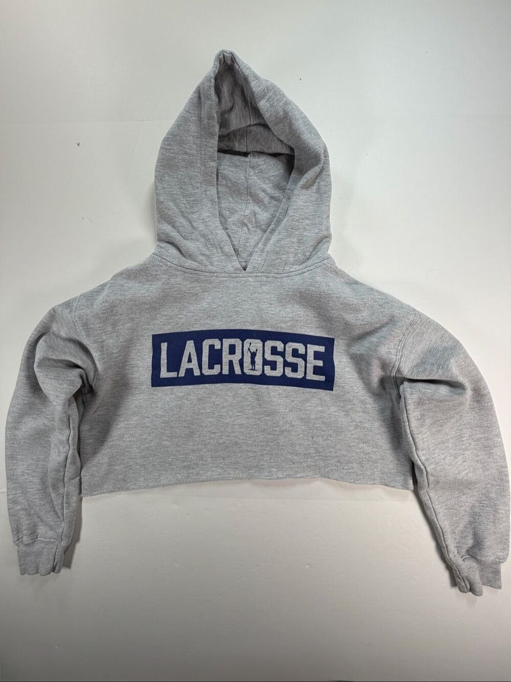 Adrenaline Youth Size XL Cropped Lacrosse Hoodie Gray Fleece Graphic Sweatshirt